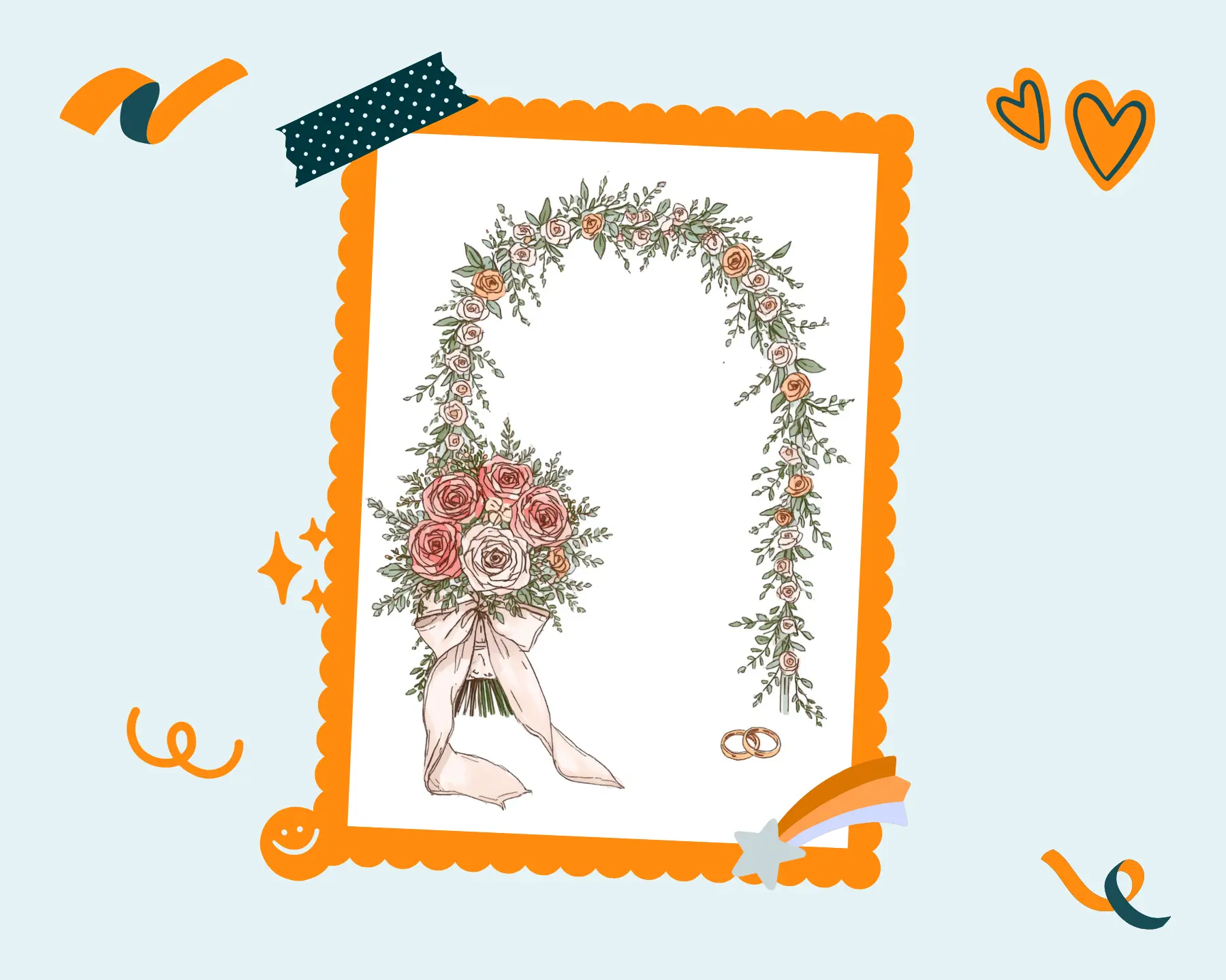 Ilustrácia svadobnej kvetinovej výzdoby